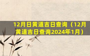 12月日黄道吉日查询（12月黄道吉日查询2024年1月）