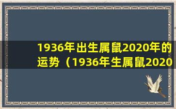 1936年出生属鼠2020年的运势（1936年生属鼠2020年运势如何）