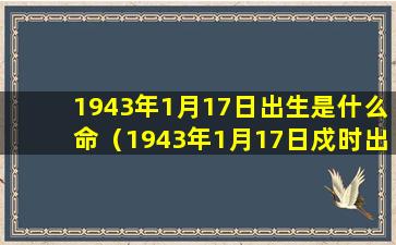 1943年1月17日出生是什么命（1943年1月17日戍时出生命运如何）