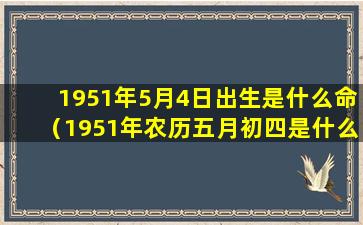 1951年5月4日出生是什么命（1951年农历五月初四是什么星座）