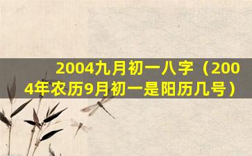 2004九月初一八字（2004年农历9月初一是阳历几号）