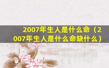 2007年生人是什么命（2007年生人是什么命缺什么）