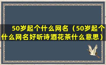 50岁起个什么网名（50岁起个什么网名好听诗酒花茶什么意思）