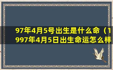 97年4月5号出生是什么命（1997年4月5日出生命运怎么样）