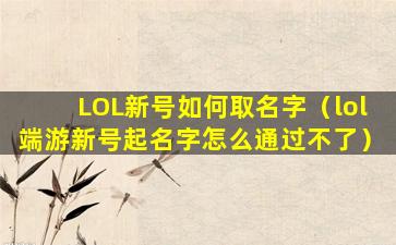 LOL新号如何取名字（lol端游新号起名字怎么通过不了）