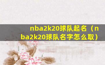 nba2k20球队起名（nba2k20球队名字怎么取）