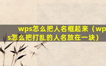 wps怎么把人名框起来（wps怎么把打乱的人名放在一块）