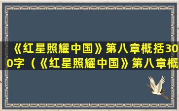 《红星照耀中国》第八章概括300字（《红星照耀中国》第八章概括300字以内）