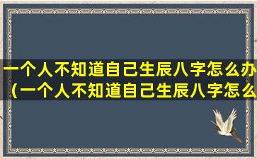 一个人不知道自己生辰八字怎么办（一个人不知道自己生辰八字怎么办呀）