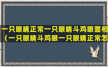 一只眼睛正常一只眼睛斗鸡眼面相（一只眼睛斗鸡眼一只眼睛正常怎么办）