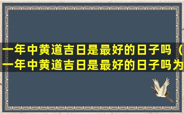 一年中黄道吉日是最好的日子吗（一年中黄道吉日是最好的日子吗为什么）