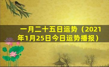 一月二十五日运势（2021年1月25日今日运势播报）