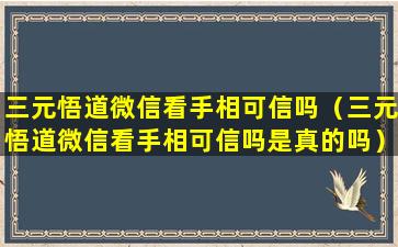 三元悟道微信看手相可信吗（三元悟道微信看手相可信吗是真的吗）