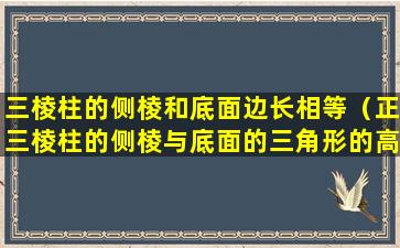 三棱柱的侧棱和底面边长相等（正三棱柱的侧棱与底面的三角形的高相等）