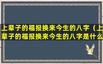 上辈子的福报换来今生的八字（上辈子的福报换来今生的八字是什么意思）