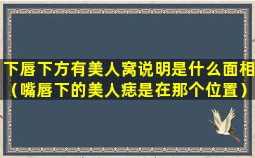 下唇下方有美人窝说明是什么面相（嘴唇下的美人痣是在那个位置）