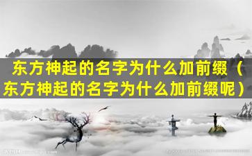 东方神起的名字为什么加前缀（东方神起的名字为什么加前缀呢）