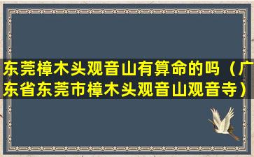 东莞樟木头观音山有算命的吗（广东省东莞市樟木头观音山观音寺）