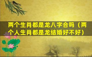 两个生肖都是龙八字合吗（两个人生肖都是龙结婚好不好）