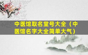 中医馆取名堂号大全（中医馆名字大全简单大气）