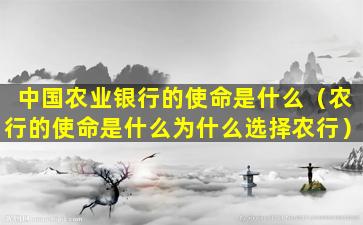 中国农业银行的使命是什么（农行的使命是什么为什么选择农行）