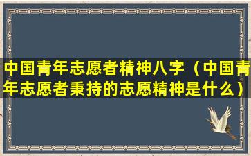 中国青年志愿者精神八字（中国青年志愿者秉持的志愿精神是什么）