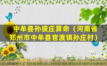 中牟县孙拔庄算命（河南省郑州市中牟县官渡镇孙庄村）