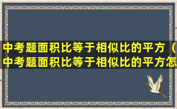 中考题面积比等于相似比的平方（中考题面积比等于相似比的平方怎么算）