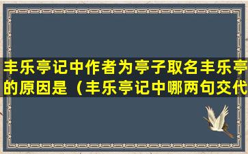 丰乐亭记中作者为亭子取名丰乐亭的原因是（丰乐亭记中哪两句交代了作者为亭子取名丰乐亭的原因）