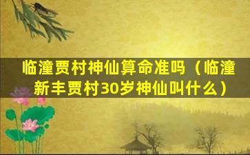 临潼贾村神仙算命准吗（临潼新丰贾村30岁神仙叫什么）