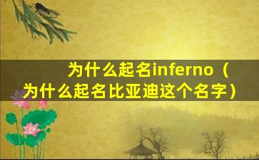 为什么起名inferno（为什么起名比亚迪这个名字）