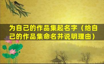 为自己的作品集起名字（给自己的作品集命名并说明理由）