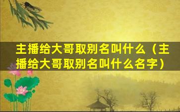 主播给大哥取别名叫什么（主播给大哥取别名叫什么名字）