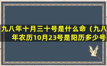 九八年十月三十号是什么命（九八年农历10月23号是阳历多少号）