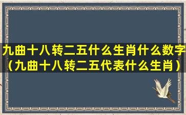 九曲十八转二五什么生肖什么数字（九曲十八转二五代表什么生肖）