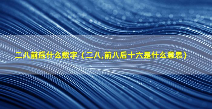 二八前后什么数字（二八,前八后十六是什么意思）