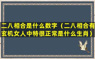 二八相合是什么数字（二八相合有玄机女人中特很正常是什么生肖）