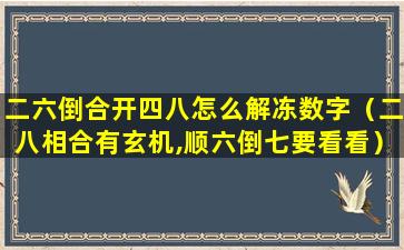 二六倒合开四八怎么解冻数字（二八相合有玄机,顺六倒七要看看）