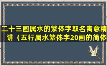 二十三画属水的繁体字取名寓意精讲（五行属水繁体字20画的简体字）