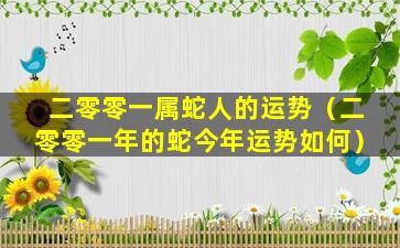 二零零一属蛇人的运势（二零零一年的蛇今年运势如何）