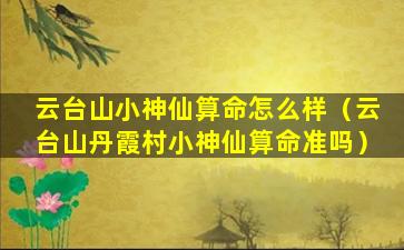 云台山小神仙算命怎么样（云台山丹霞村小神仙算命准吗）