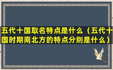 五代十国取名特点是什么（五代十国时期南北方的特点分别是什么）