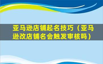 亚马逊店铺起名技巧（亚马逊改店铺名会触发审核吗）