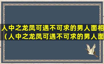 人中之龙凤可遇不可求的男人面相（人中之龙凤可遇不可求的男人面相是什么）