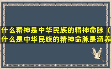 什么精神是中华民族的精神命脉（什么是中华民族的精神命脉是涵养什么的重要源泉）