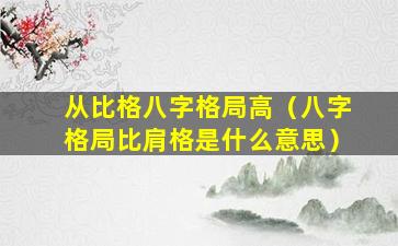 从比格八字格局高（八字格局比肩格是什么意思）