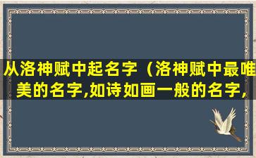 从洛神赋中起名字（洛神赋中最唯美的名字,如诗如画一般的名字,值得珍藏!）