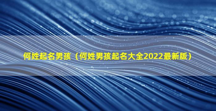 何姓起名男孩（何姓男孩起名大全2022最新版）