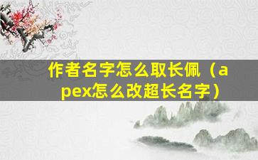 作者名字怎么取长佩（apex怎么改超长名字）