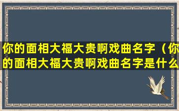 你的面相大福大贵啊戏曲名字（你的面相大福大贵啊戏曲名字是什么）